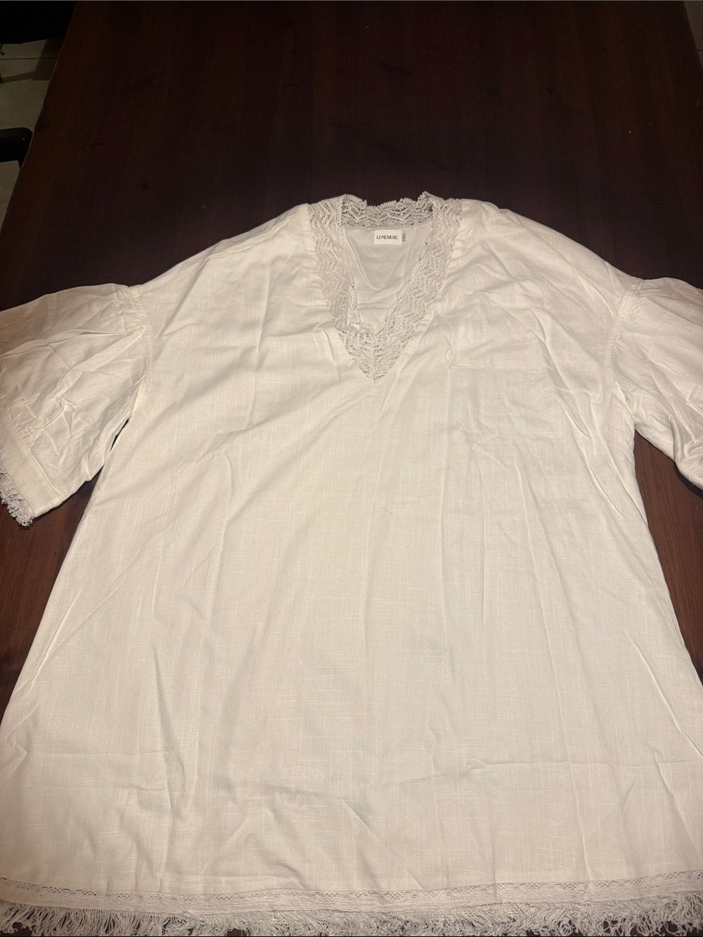 LIMEUSE Lace Trim Tunic in White Brand New